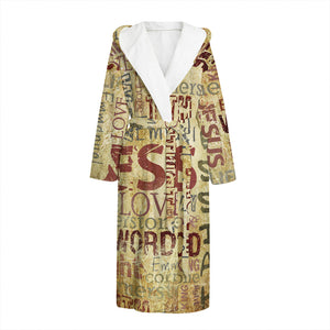 Religious Word Of God Print Hooded Bathrobe