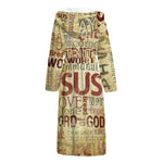 Religious Word Of God Print Hooded Bathrobe