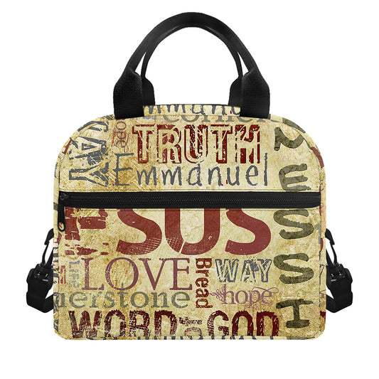 Religious Word Of God Print Insulated Lunch Bag
