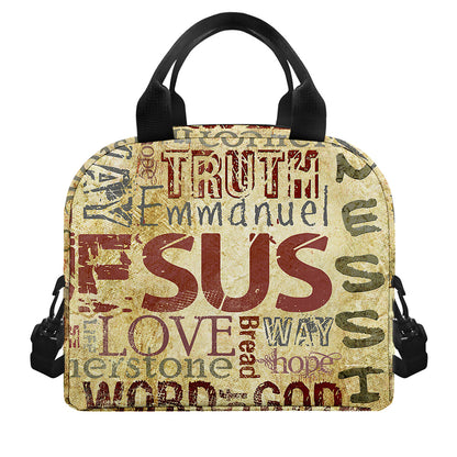 Religious Word Of God Print Insulated Lunch Bag