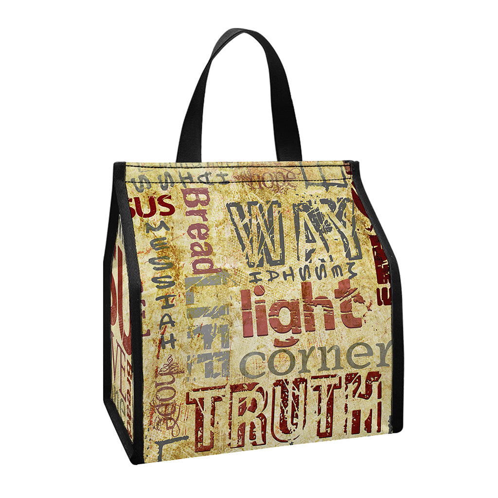 Religious Word Of God Print Insulated Lunch Tote