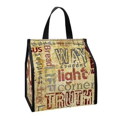 Religious Word Of God Print Insulated Lunch Tote