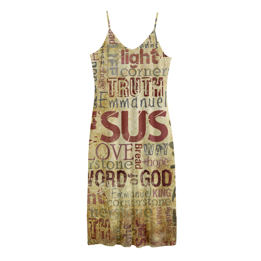 Religious Word Of God Print Jersey Midi Cami Dress