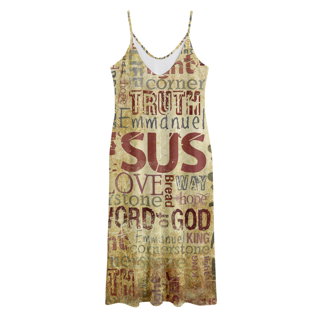 Religious Word Of God Print Jersey Midi Cami Dress