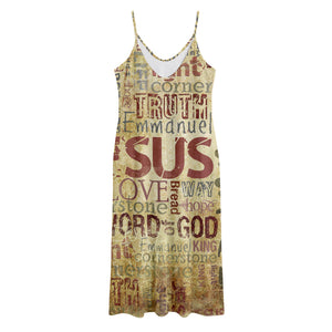 Religious Word Of God Print Jersey Midi Cami Dress