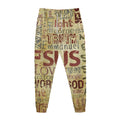 Religious Word Of God Print Jogger Pants