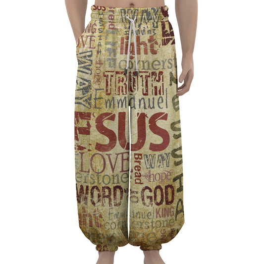 Religious Word Of God Print Lantern Pants