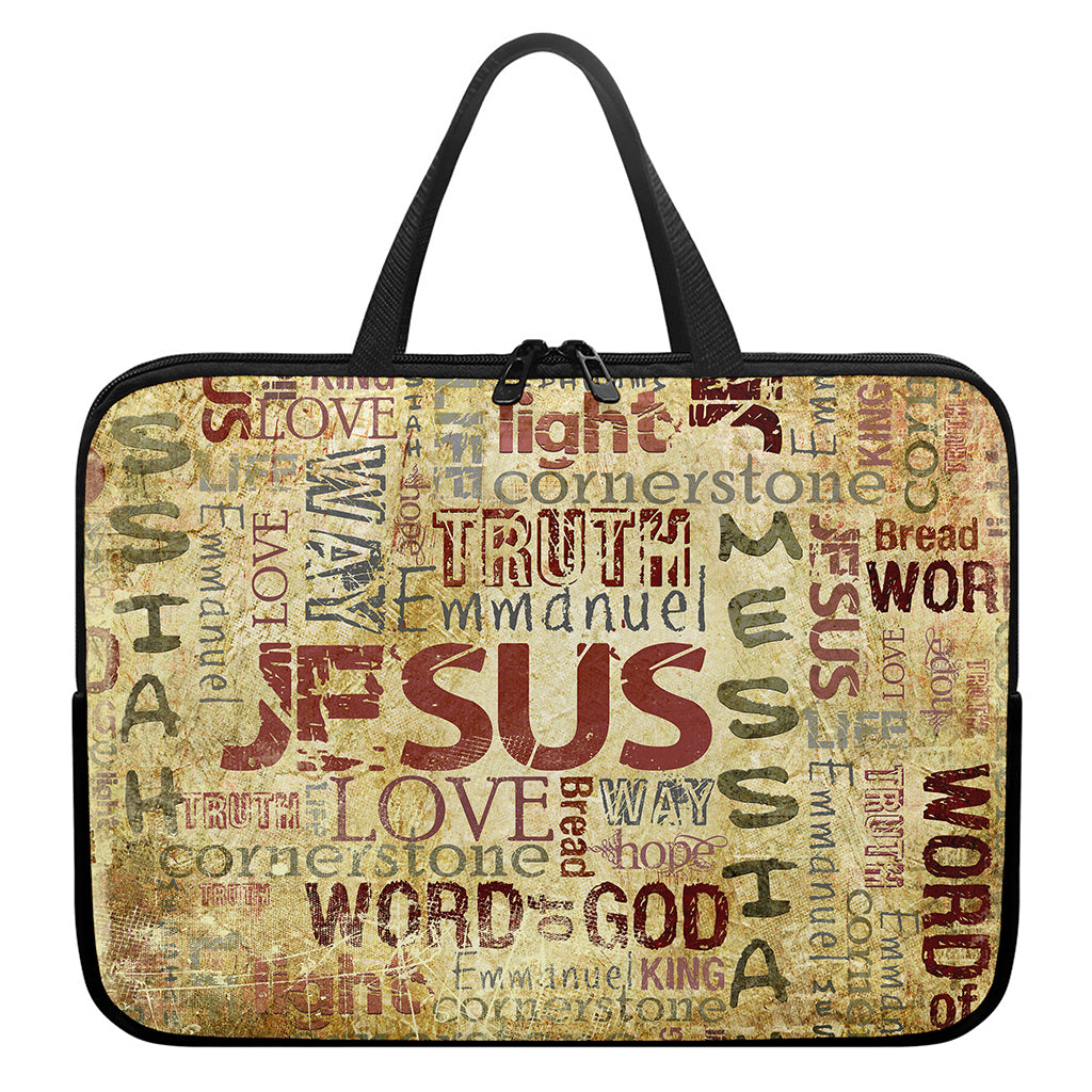 Religious Word Of God Print Laptop Sleeve With Handle