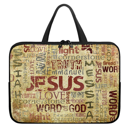Religious Word Of God Print Laptop Sleeve With Handle