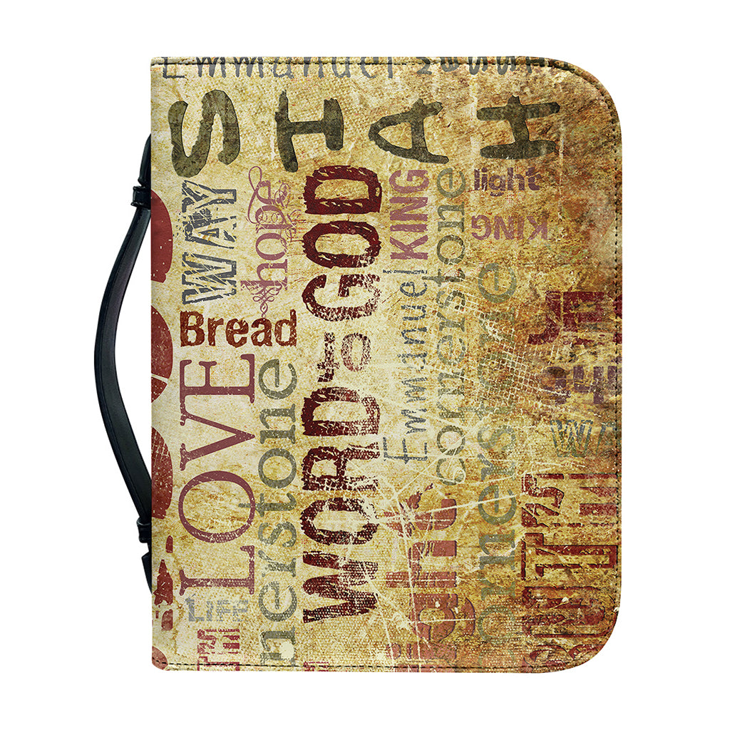 Religious Word Of God Print Leather Bible Cover