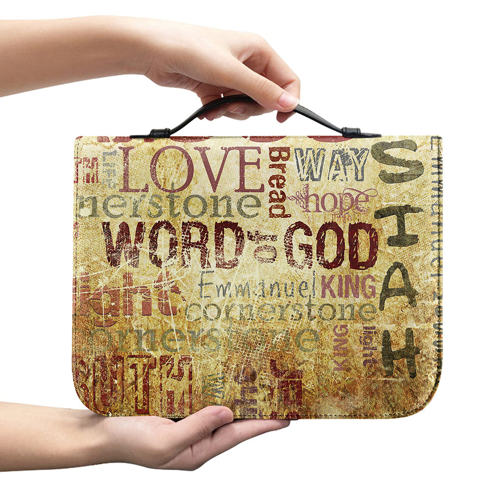 Religious Word Of God Print Leather Bible Cover