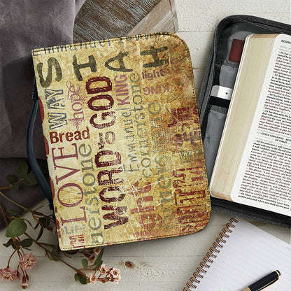 Religious Word Of God Print Leather Bible Cover