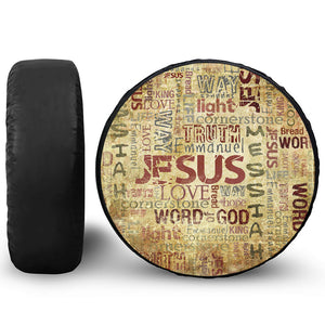 Religious Word Of God Print Leather Spare Tire Cover