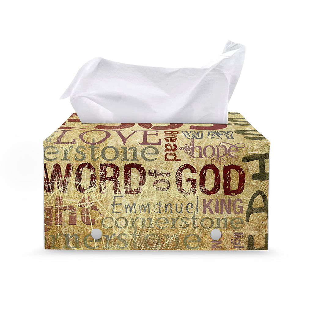Religious Word Of God Print Leather Tissue Box Cover