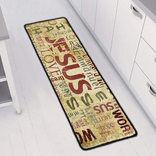 Religious Word Of God Print Long Kitchen Mat
