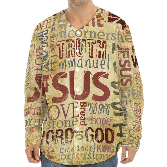 Religious Word Of God Print Long Sleeve Baseball Jersey