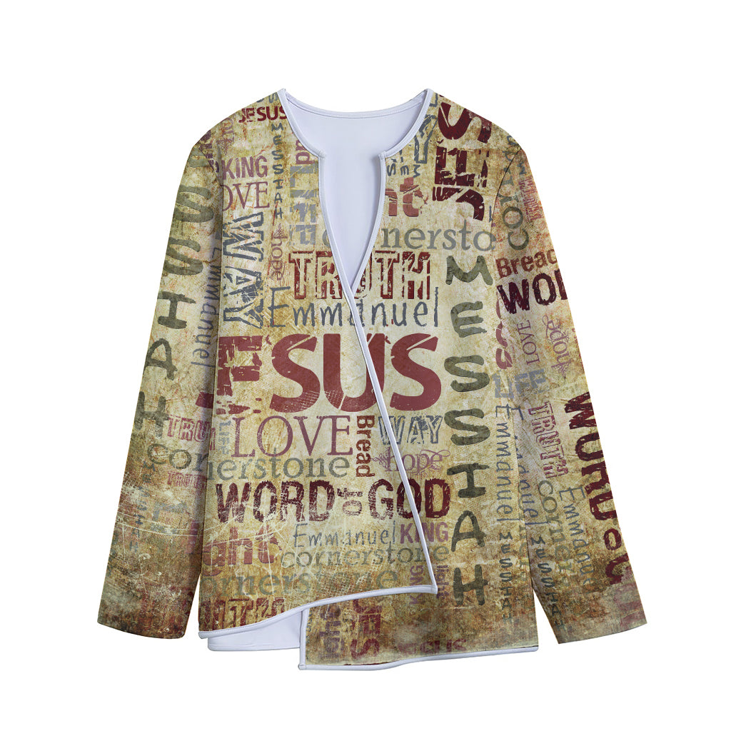 Religious Word Of God Print Long Sleeve Short Coat