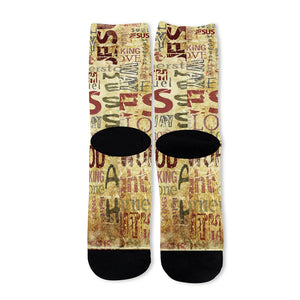 Religious Word Of God Print Long Socks