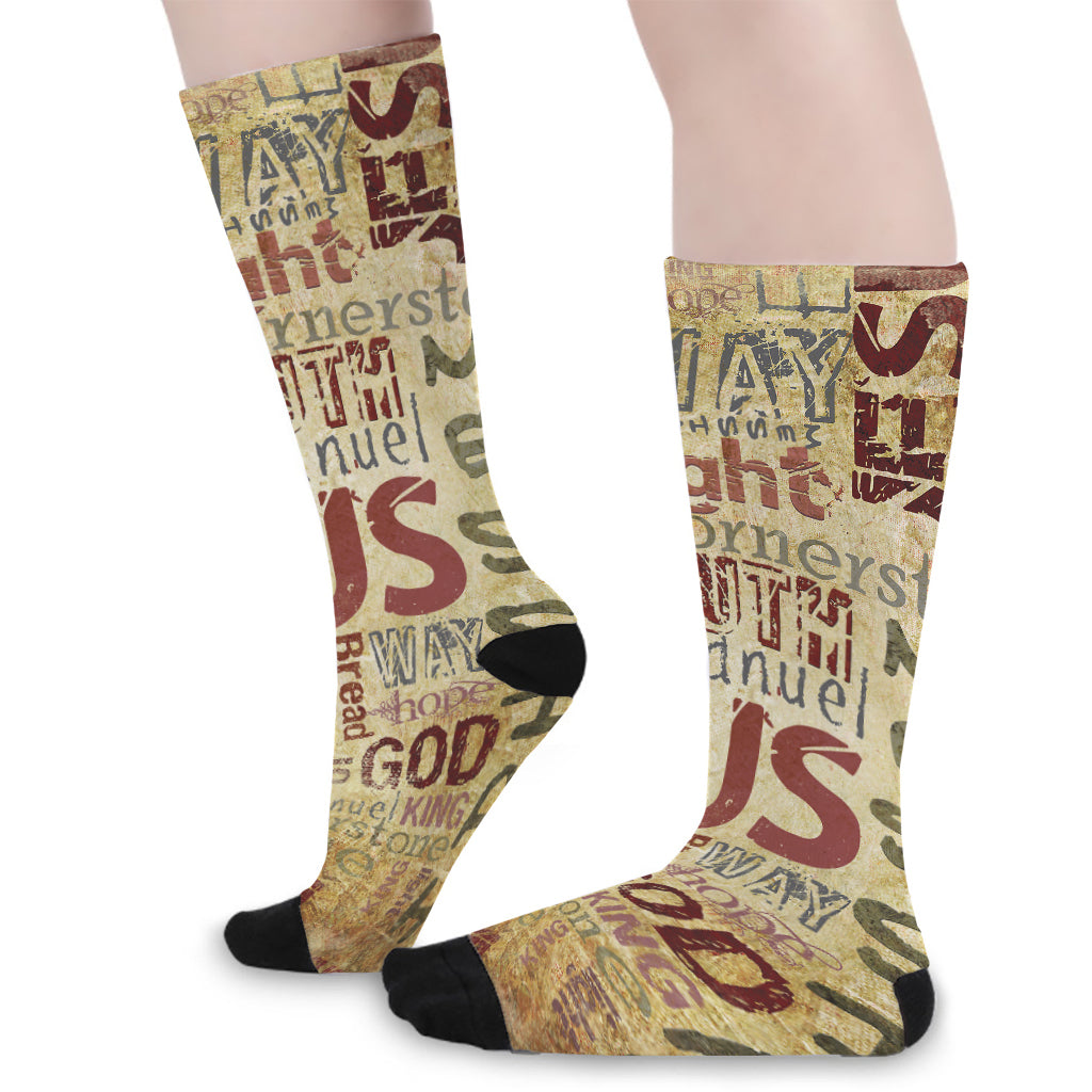 Religious Word Of God Print Long Socks