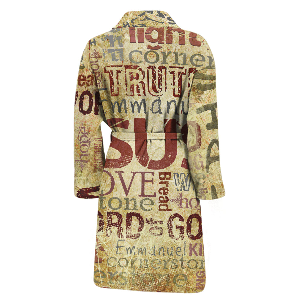 Religious Word Of God Print Men's Bathrobe