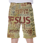 Religious Word Of God Print Men's Beach Shorts