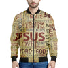 Religious Word Of God Print Men's Bomber Jacket