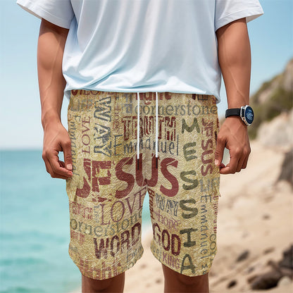 Religious Word Of God Print Men's Cargo Shorts