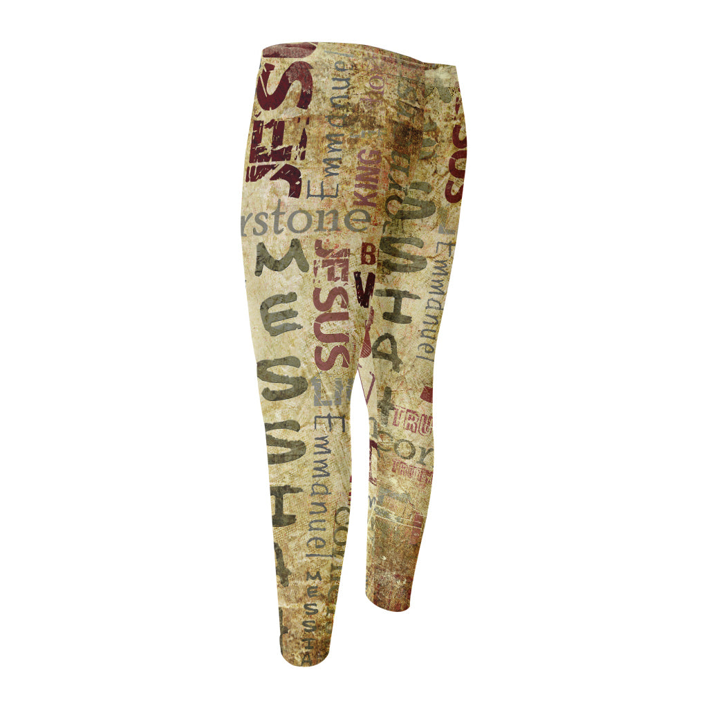 Religious Word Of God Print Men's Compression Pants