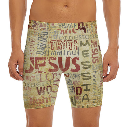 Religious Word Of God Print Men's Long Boxer Briefs