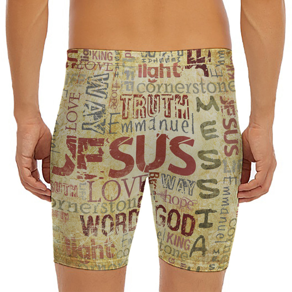 Religious Word Of God Print Men's Long Boxer Briefs