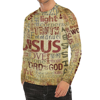 Religious Word Of God Print Men's Long Sleeve Rash Guard