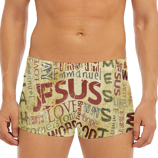 Religious Word Of God Print Men's Short Boxer Briefs