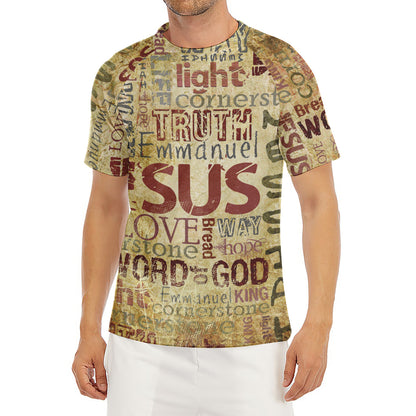 Religious Word Of God Print Men's Short Sleeve Rash Guard