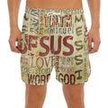 Religious Word Of God Print Men's Split Running Shorts