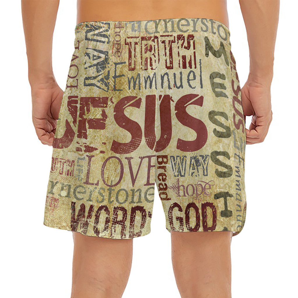 Religious Word Of God Print Men's Split Running Shorts