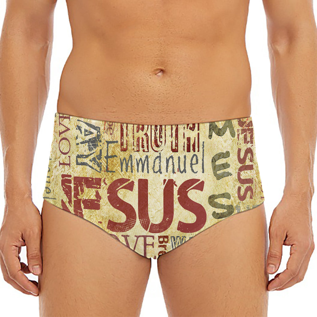 Religious Word Of God Print Men's Triangle Swim Briefs