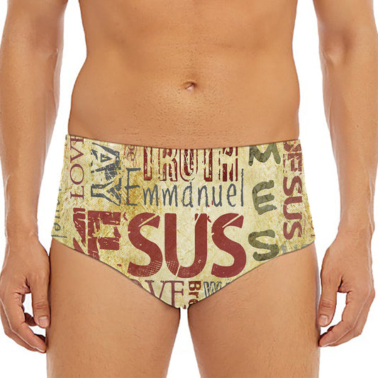 Religious Word Of God Print Men's Triangle Swim Briefs