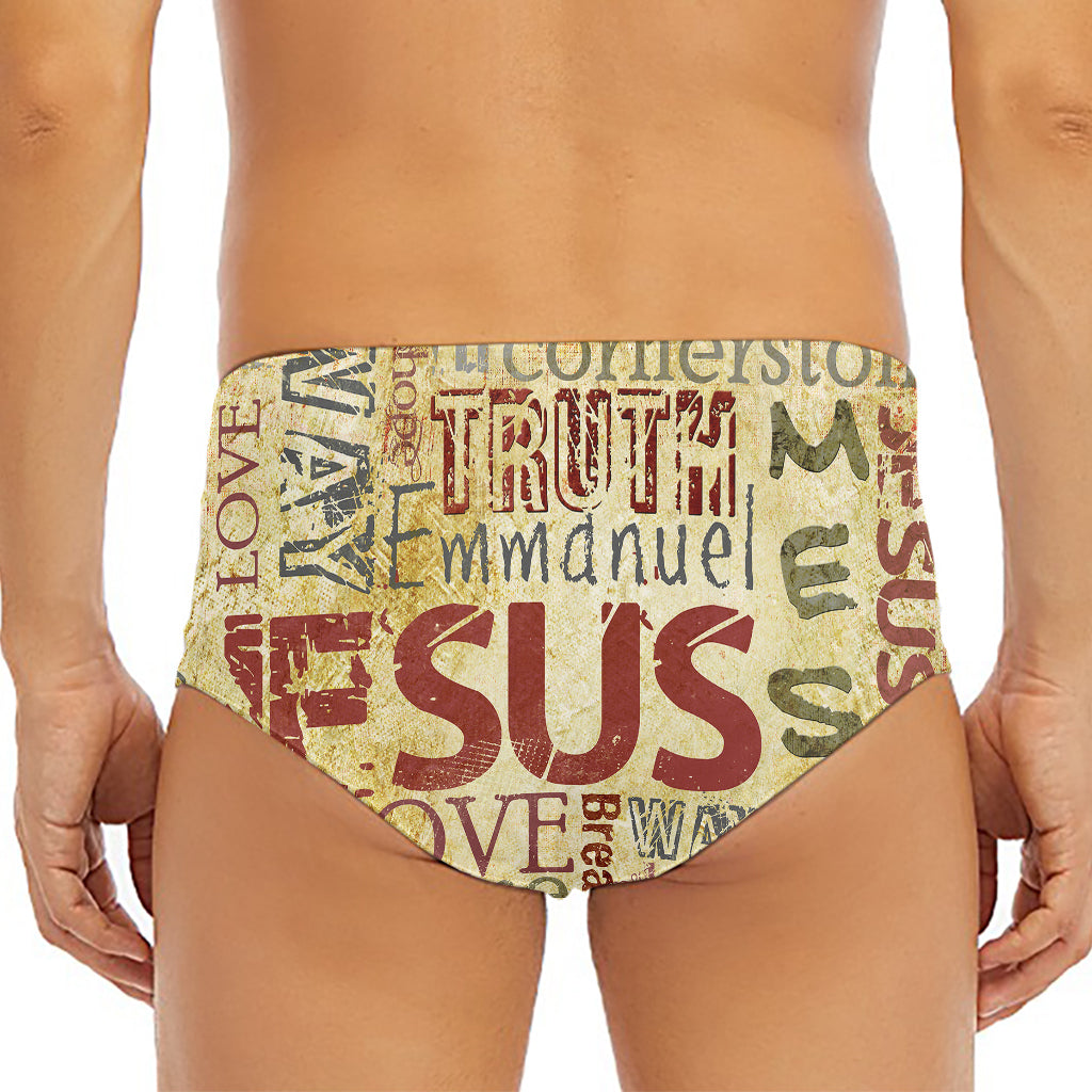 Religious Word Of God Print Men's Triangle Swim Briefs