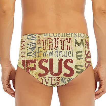 Religious Word Of God Print Men's Triangle Swim Briefs