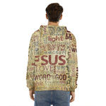 Religious Word Of God Print Men's Velvet Pullover Hoodie