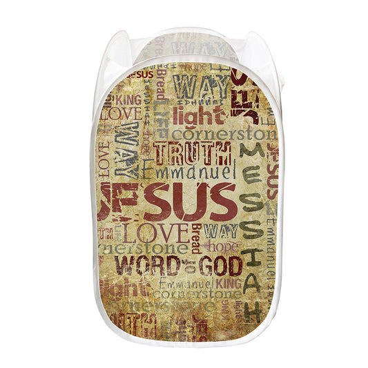 Religious Word Of God Print Mesh Laundry Hamper