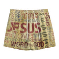 Religious Word Of God Print Mesh Shorts