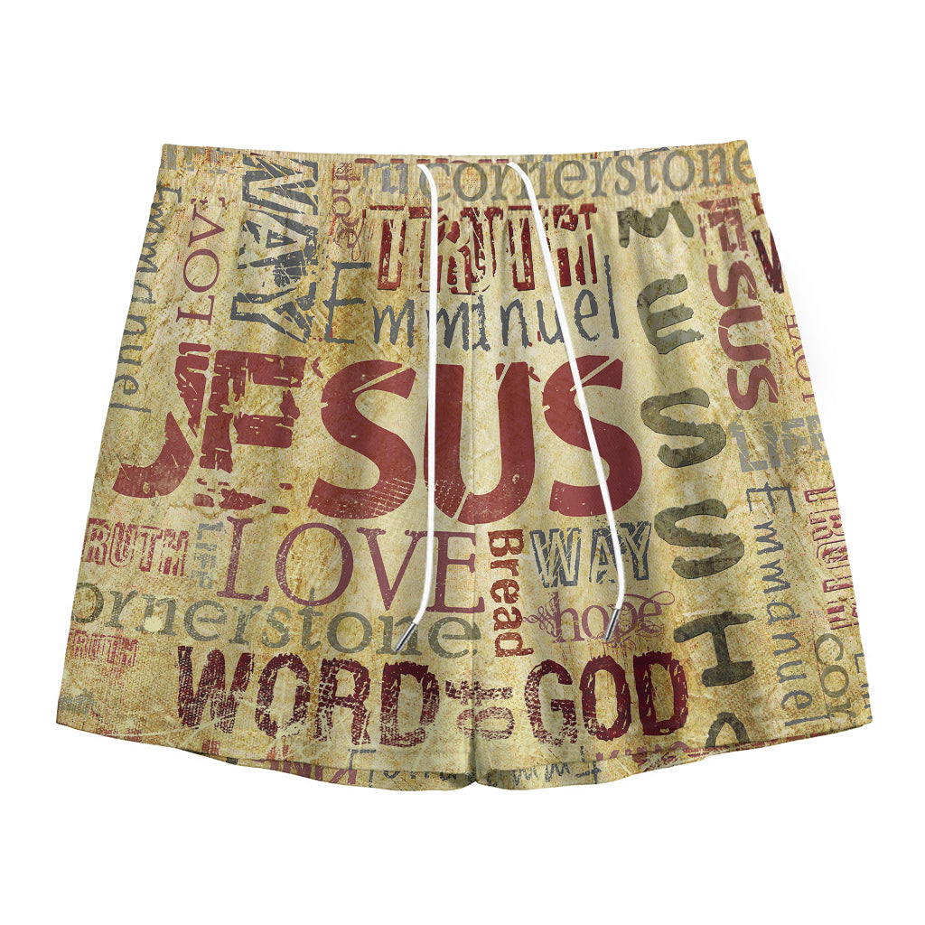 Religious Word Of God Print Mesh Shorts