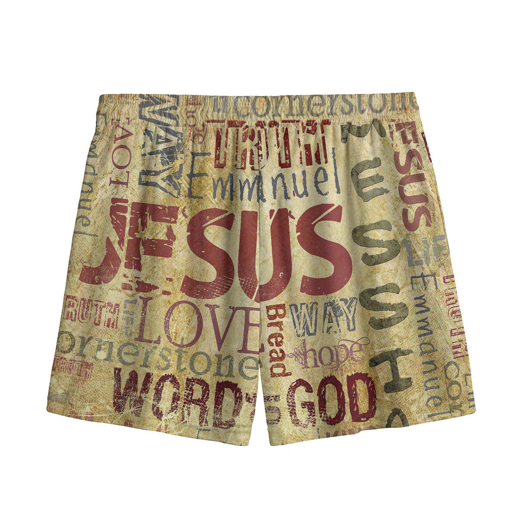 Religious Word Of God Print Mesh Shorts