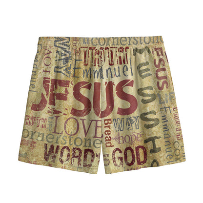 Religious Word Of God Print Mesh Shorts