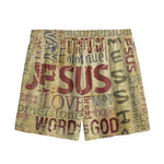 Religious Word Of God Print Mesh Shorts