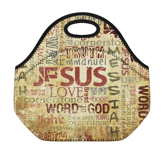 Religious Word Of God Print Neoprene Lunch Bag