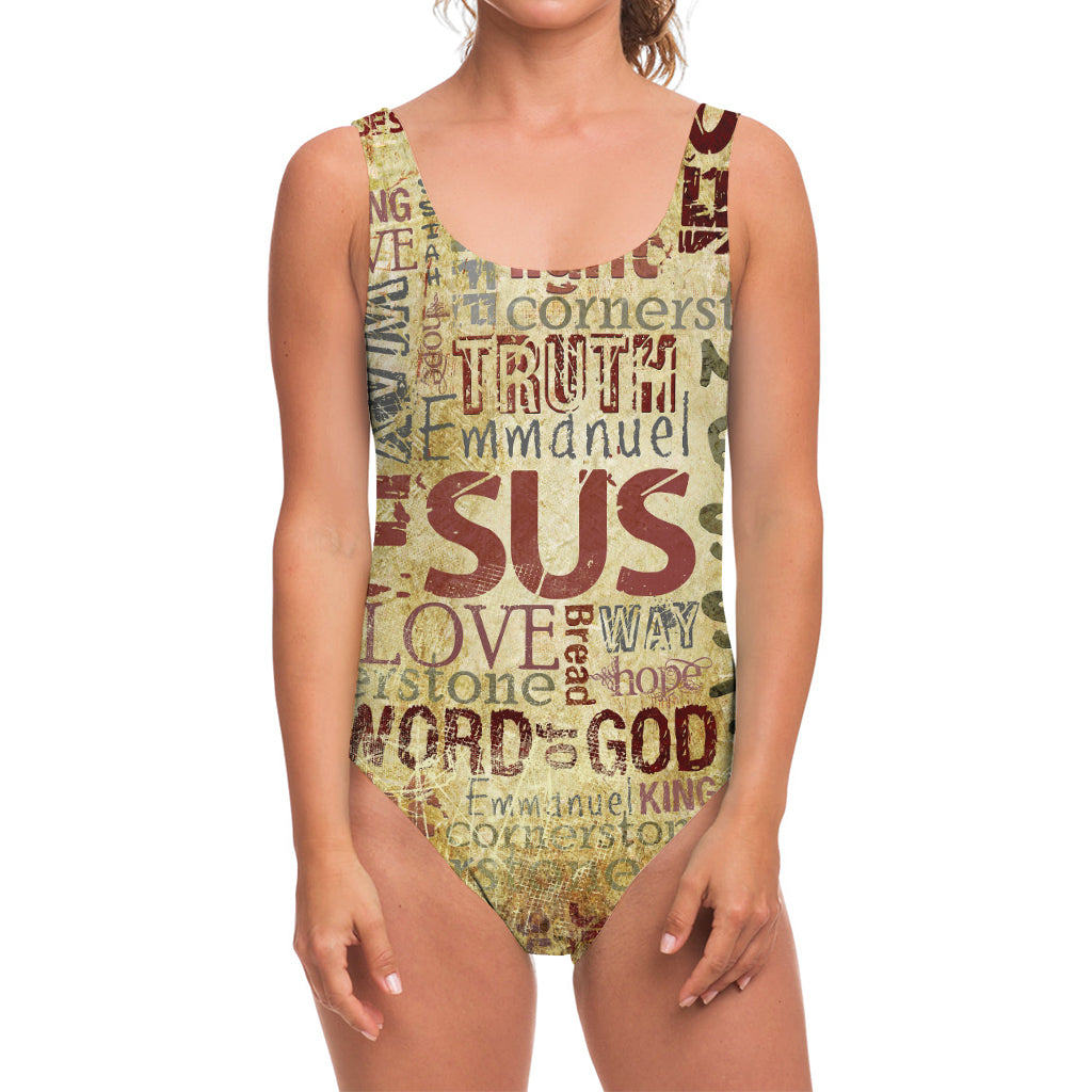 Religious Word Of God Print One Piece Swimsuit