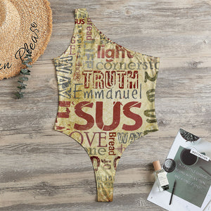 Religious Word Of God Print One Shoulder Bodysuit