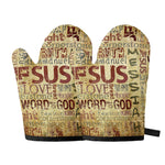 Religious Word Of God Print Oven Mitts